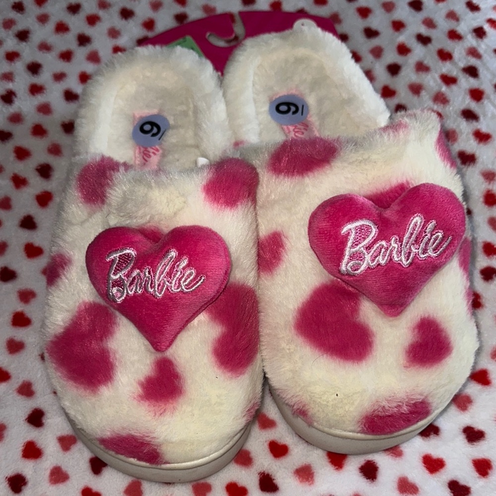 Barbie Pink and White Women’s Slippers